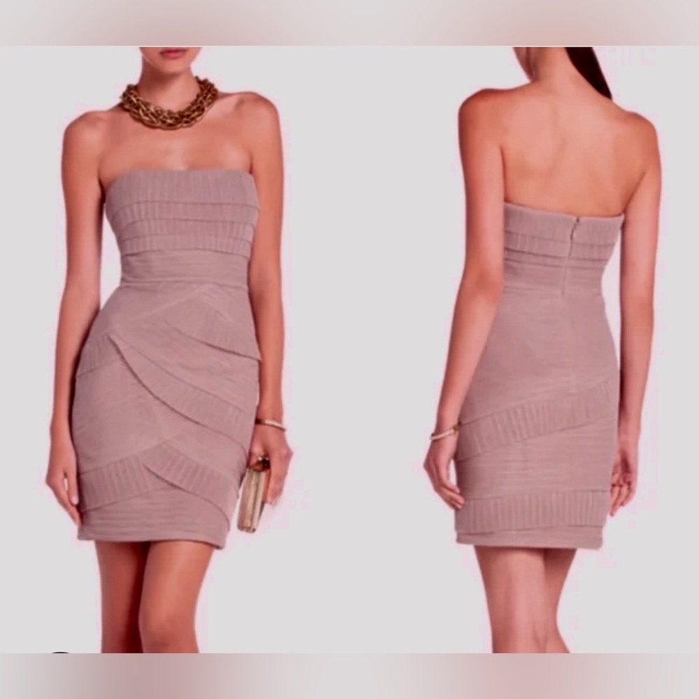 BCBG MAXAZRIA Jorie  Bodycon Mini dress Strapless Low Cut in mauve pink Size 0